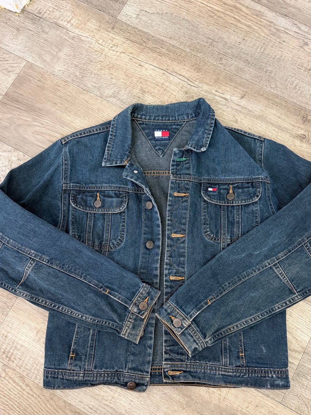 Vintage Tommy Hilfiger Men's Blue Denim Jacket